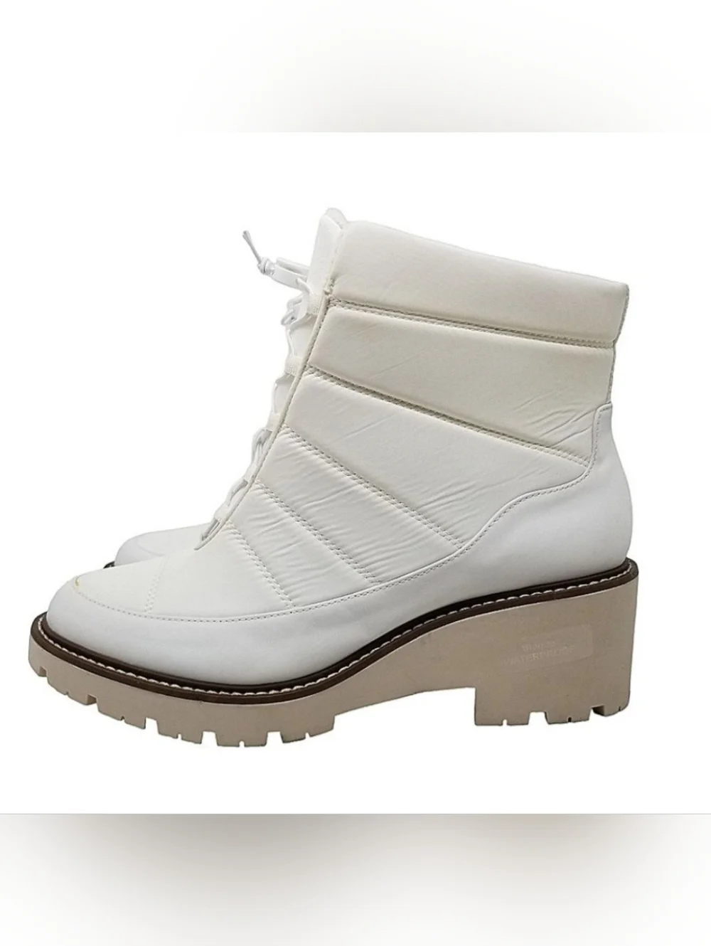Blondo Daisy  Waterproof Lug Sole Boot in White Nylon